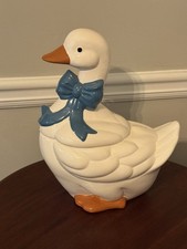 Vintage Mother Goose/Duck Cookie Jar Japan Ceramic 1980s Kitchen Decor 13” picture