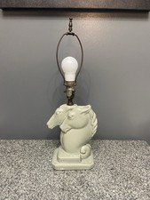 VTG 1950s MCM Ceramic Double Horse Head Light Green Lamp Phil Mar/Royal Haeger picture