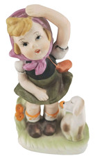 Vintage Little Dutch Girl & Her Dog Hand Painted Porcelain Figurine 6
