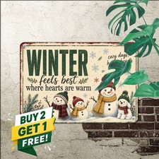 Snowplace Like Home Winter Snowman Tin Sign Seasonal Holiday Decor 8x12 picture