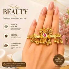 Adjustable Traditional Kashmiri GoldPlated Ghungroo Finger Ring for Women & Girl picture