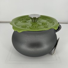 Smith & Clark 4 Quart Cast Iron Cauldron Pot w/ Green Bubbling Lid 4Qt picture