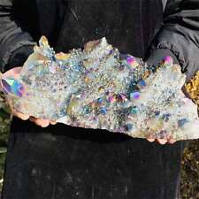 6160g Color Flame Aura Electroplate Agate Quartz Crystal Cluster Specimen picture