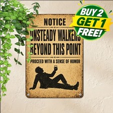 Caution Drunk People Crossing Warning Notice Board Metal Tin Sign 8x12 Art picture