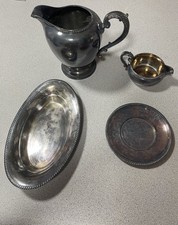Vintage Reed & Barton Buckingham 4090 Silver Plate 4 Pc Set Pitcher Creamer Dish picture