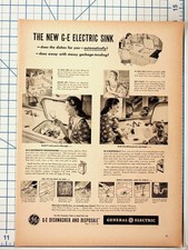 1940s G-E Electric Sink Dishwasher Disposall Vintage Magazine Ad Kitchen picture