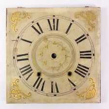 Antique Grandfather Clock Dial Face Hand Painted Wood Primitive Ornate Wall Art picture