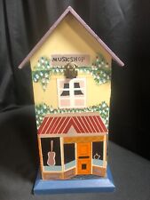 Vintage Hand Painted Music Shop Decor Wooden House- CD Holder or Many Uses picture