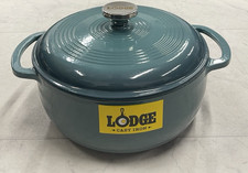 NIB Lodge Enameled Cast Iron Round Casserole In Lagoon 4.5qt picture