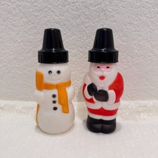 Vintage Evenflo Baby Bottles Santa Claus Snowman Plastic Novelty USA Christmas picture