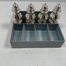 Vintage Oneida Ltd #51 Weighted Silverplate Salt Pepper Shakers Set of 4 w/ Box picture
