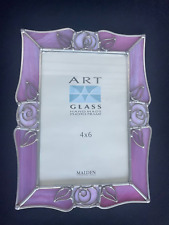 Art Glass Handmade Pink Floral Photo Frame hold 4