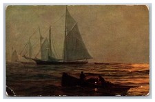 Sailboat Ship, Ocean Scene Postcard Posted Codorus, PA Pennsylvania 1909 picture