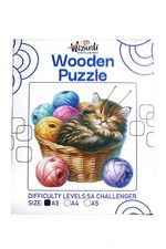 Cat in a Basket - Jigsaw Wooden Puzzle by Wizardi F07N9-36 picture