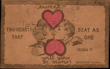 Leather novelty love card Romance W.S. Heal c1900s-10s Vintage Postcard picture