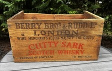 Vintage Cutty Sark Scotch Whisky Wooden Crate Box Berry Bros Rudd 12 Bottle Lid picture