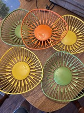 Vintage Hutzler No 35 Plastic Baskets Lot of 5 MCM Sunburst Retro Harvest Colors picture
