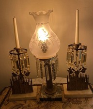 RARE PAIR  BIGELOW CHAPEL Mount Auburn Girandoles 1840's W. F. Shaw Boston 19th picture