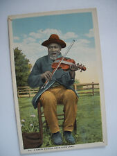 Happy Fiddler from Dixie Land Postcard 🌟 Violinist Black Americana Rhythm Blues picture