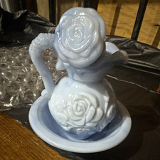 Vintage May 1978 Avon Victoriana Bubble Bath Pitcher and Bowl Set Blue Marbled picture