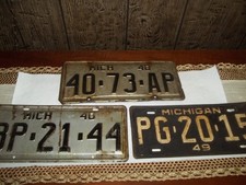 Three 1940' Michigan License Plate 1940-1949 picture