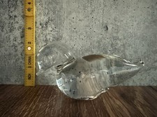 Vintage Art Glass Clear Bird unmarked Figurine Paperweight 2