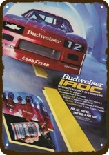 1985 BUDWEISER BEER & CHEVY IROC CAMARO Vintg-Look DECORATIVE REPLICA METAL SIGN picture