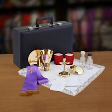 Brass Mass Kit Communion Set in Hard Travel Case Churches or Sanctuaries 14 In picture