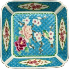 Takahashi Vintage 80s San Francisco Cherry Blossom Porcelain Hand Painted Dish picture