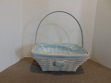 Longaberger 2003 Whitewashed Large Easter Basket Liner Protector Tie on picture