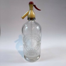 Vintage Borough of Buxton London Mineral Seltzer Syphon Bottle Etched Glass picture