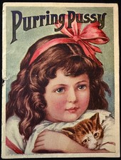 Vintage 1915 Purring Pussy Children’s Booklet American Colortype Tabby Kitten picture