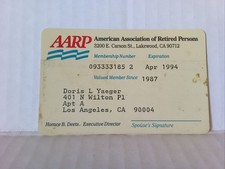 Vintage 1990's AARP Membership Card Plastic  picture