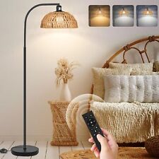 Rattan Floor Lamp Modern Black Standing Floor Lamps with Remote Control Bohemian picture