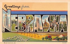 Nebraska NE Greetings From Large Letter Singing Tower Linen 9A-H1250 Postcard picture