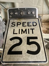 Authentic Retired Vintage Speed Limit 25 MPH 24x30 Road Street Highway Sign picture