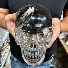 4.8LB High Quality Natural Clear Quartz Hand Carved crystal Hollow Skull picture