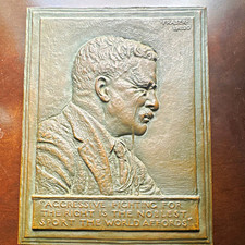 1920 James Earle Fraser Theodore Roosevelt Bronze Bas-Relief Memorial Plaque picture