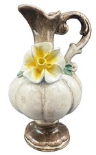 Vintage Signed Capodimonte Savastano Italy Floral Pitcher Vase Miniature Ewer EC picture