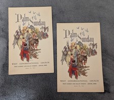 Lot of 2 1951 West Congregational Church Akron Ohio Bulletins Palm Sunday picture