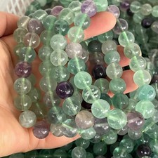 5pcs Round natural fluorite,charm quartz crystal stone bracelet  Size 10mm picture