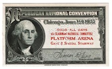 1932 SPECIMEN Republican National Convention TICKET, American Bank Note Co. RARE picture