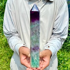 2.44LB Natural Fluorite Crystal Column Magic Wand Obelisk Point Earth Healing picture