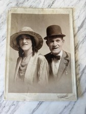 1922 Antique Studio Portrait Couple Photo Peoria Illinois Boise Idaho Inscribed  picture