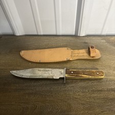 Vintage Sabre 31 Original Bowie Hunting Knife w/ Leather Sheath Japan picture
