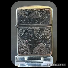 Rare WWII Trench Art Solid Silver Map Lighter-CBI Theater India Burma w/Rubies picture