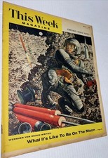 Vintage 1950s First Men To Moon Fred Freeman Sci-Fi Art Space Race Chicago ADS picture
