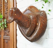 Antique Wooden Wall Hanging Duck Bust Figurine Original Old Fine Hand Carved picture