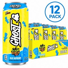 GHOST Energy Drink 12 Pack Sour Patch Kids Blue Raspberry 16oz Cans New picture