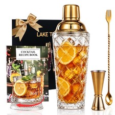 ** NEW Glass Cocktail Shaker Set | 4-Piece Bartender Kit | Pineapple Pattern picture